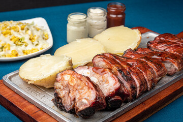 grilled pork ribs closeup