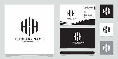 initial letter HHH, modern hexagon logo design with business card design. - obrazy, fototapety, plakaty