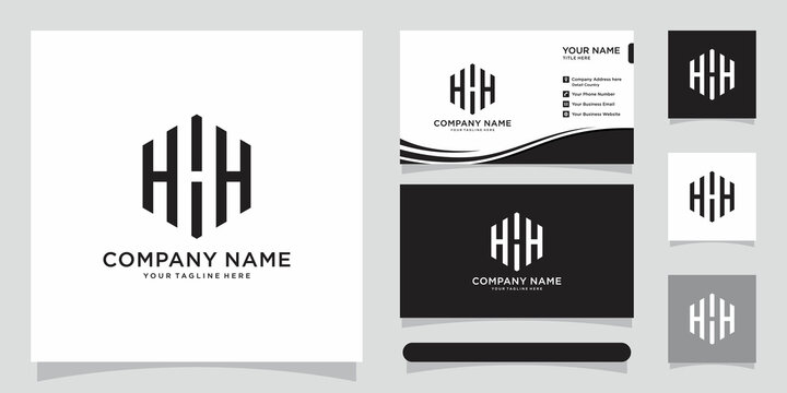 initial letter HHH, modern hexagon logo design with business card design.