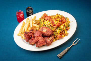 rice with vegetables and pork ribs