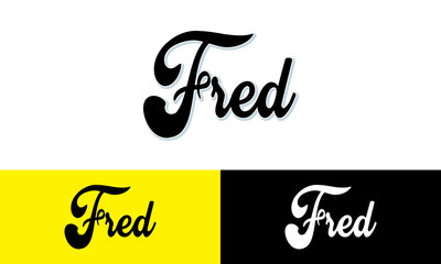 Fototapeta na wymiar Fred Calligraphy With Yellow and Black Background.