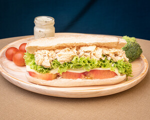 sandwich with ham and vegetables