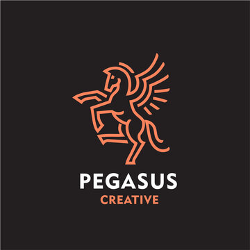 Pegasus linear logo design concept