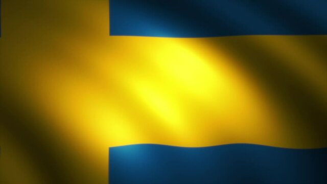 Flag of Sweden (Swedish Flag) Waving in the Wind (Zoom Out)