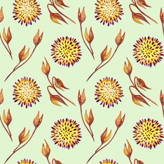Seamless pattern watercolor autumn cereals