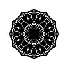 Black and white mandala vector isolated on white. Vector hand drawn circular decorative element.