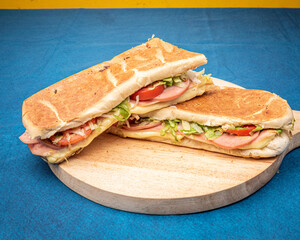 sandwich with ham and vegetables