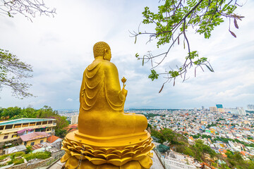 View of Golden Buddha statue at Chon Khong Monastery in Vung tau city.