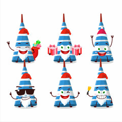 Santa Claus emoticons with blue long trumpet cartoon character