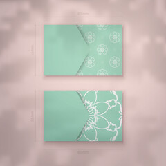 Abstract white pattern mint color business card for your personality.