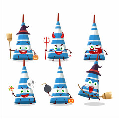 Halloween expression emoticons with cartoon character of blue long trumpet