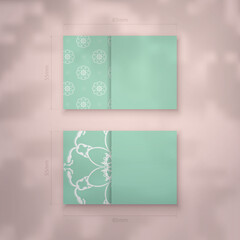 Abstract white pattern mint color business card for your business.