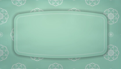 Baner of mint color with mandala white ornament for design under the text