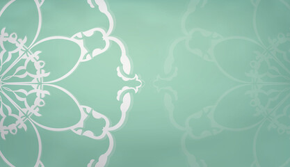 Baner in mint color with luxurious white ornament for design under the text