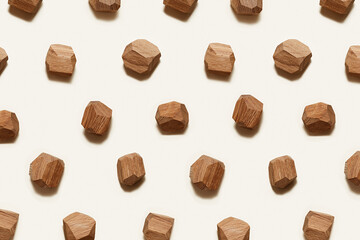 Tumi ishi japanese table game meditation, background from eco-friendly wooden polygonal stones for building high tower, pattern