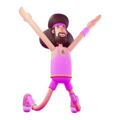 3D Athlete Cartoon Illustration sharing his happy feeling