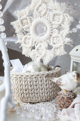 Beautiful New Year's decor using macrame technique. Handmade