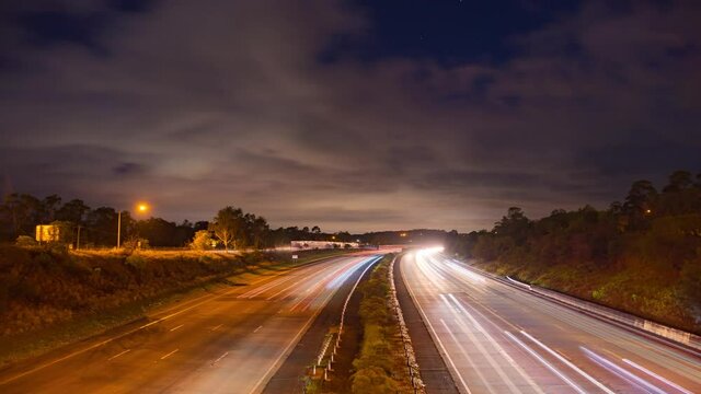 Time Lapse Moving Highway Freeway Brisbane - Gold Coast Queensland Highway near Ormeau
