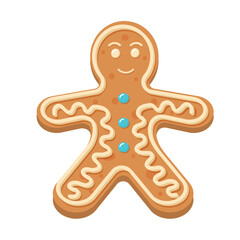 Gingerbread man. Christmas icon. Sweet homemade glazed biscuit.