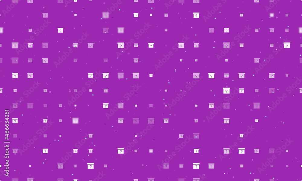 Poster seamless background pattern of evenly spaced white gift box with a question symbols of different siz