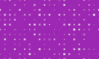 Seamless background pattern of evenly spaced white gift box with a question symbols of different sizes and opacity. Vector illustration on purple background with stars