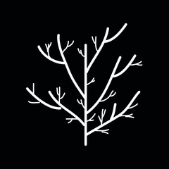 silhouette of a winter tree, white on black, minimalism