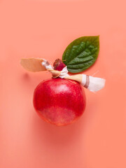 Garnet on a pink background.