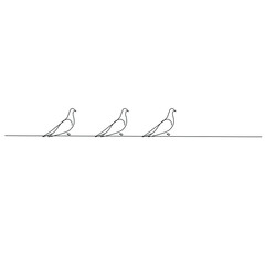 Birds dove line drawing vector illustration