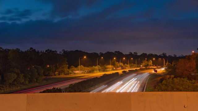 Time Lapse Moving Highway Freeway Brisbane - Gold Coast Queensland Highway near Ormeau
