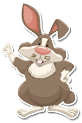 Rabbit cartoon character on white background