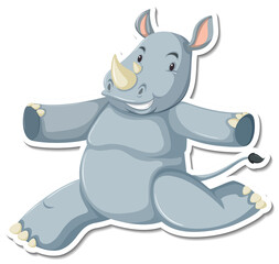 Happy rhinoceros cartoon character sticker