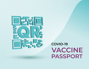 QR code logo. 3d, vaccination passport