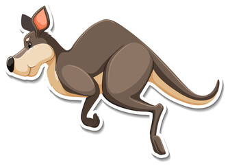Side view of kangaroo cartoon character sticker