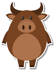 Obraz na płótnie Canvas Chubby buffalo animal cartoon sticker