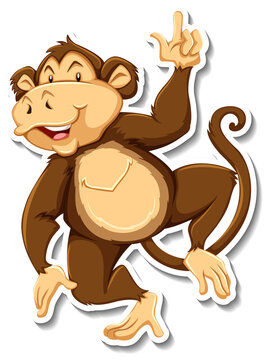 Funny monkey animal cartoon sticker