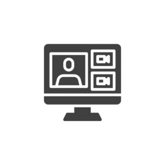 Online learning webinar vector icon