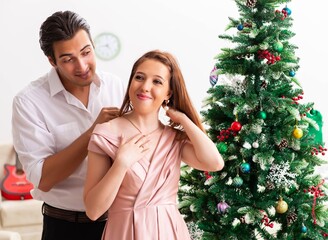 Young couple on romantic christmas date