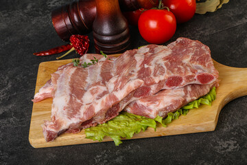 Raw pork ribs for cooking