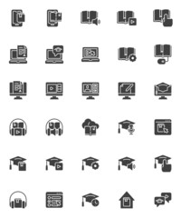 Online education vector icons set