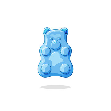 Blue green bear. Gummy candy. Healthy sweets. Vitamin. Vector cartoon illustration. Isolated background