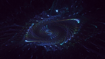 3D rendering abstract multicolor fractal light background
