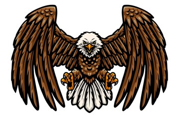 Cartoon funny eagle mascot flying