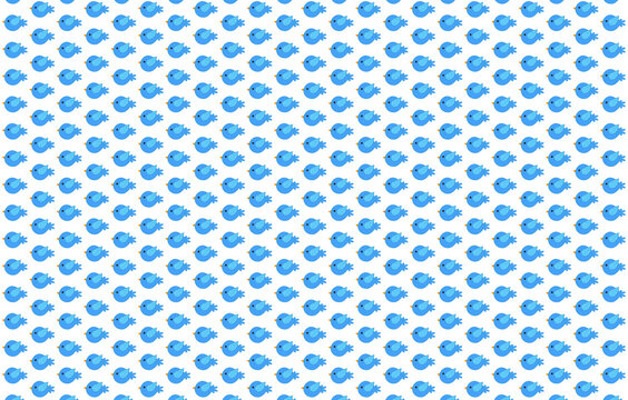 Blue bird seamless pattern. Isolated on white background