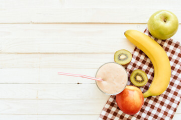 fresh fruit cocktail breakfast dessert organic wood background