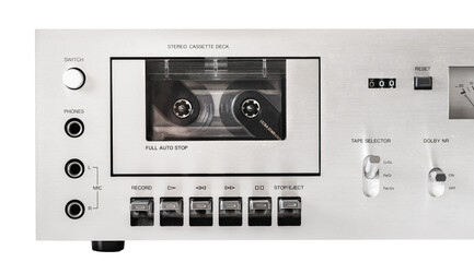 audio tape recorder closeup