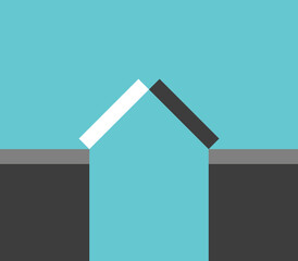 Two opposites above abyss struggling and supporting. Relationship, conflict, crisis, unity and struggle and opposition concept. Flat design. EPS 8 vector illustration, no transparency, no gradients