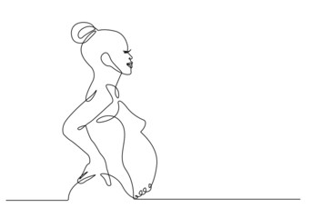 Pregnant Woman Continuous Line Drawing. Single Line Drawing of Woman Pregnancy. Happy Mother Day Minimalist Abstract Illustration for Card, Banner,  Poster, Logo Design. Vector EPS 10.