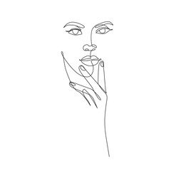 Abstract Woman Head Continuous One Line Vector Drawing. Style Template with Abstract Female Face. Modern Minimalist Simple Linear Style. Beauty Fashion Design 