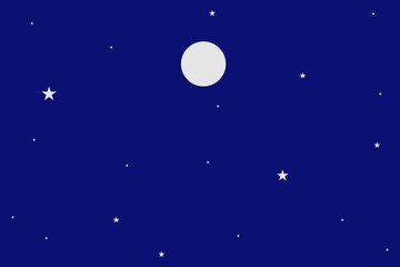 Obraz na płótnie Canvas Beautiful Night Atmosphere Landscape vector background design.  Moon, and stars on blue space. 
