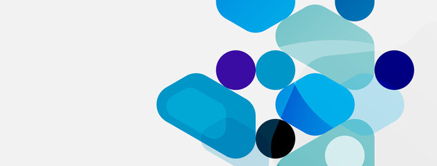 Abstract round geometric shapes and circles background. Trendy techno business template for wallpaper, banner, background or landing